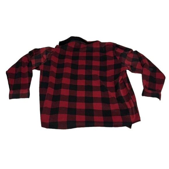 Wrangler Button Up Shirt Mens XL Buffalo Plaid Fleece Red Flannel Jacket - Picture 2 of 4